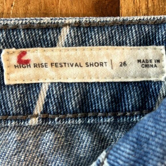 Pacsun Denim Women's Striped Festival Shorts Mini Sz. 26, 90's Cutoff #A1159 - Picture 6 of 10